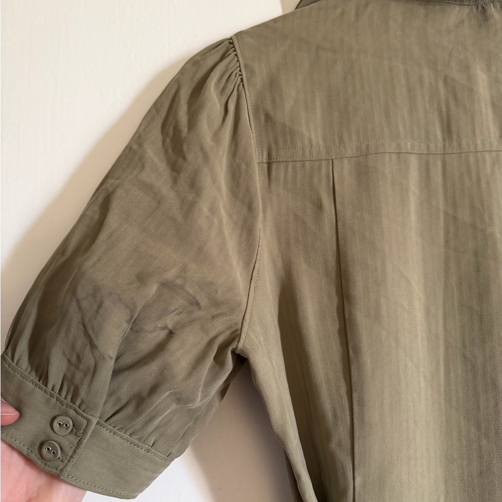 NWOT PAIGE Cactus Green Mayslie Button Down Mini Dress - Picture 8 of 11